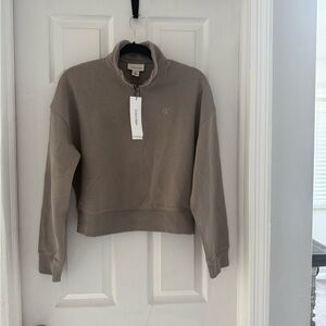 Calvin Klein Beige Quarter-Zip Sweatshirt